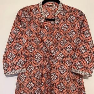 Anokhi Block Printed Pink Pure Cotton Dress Size XS